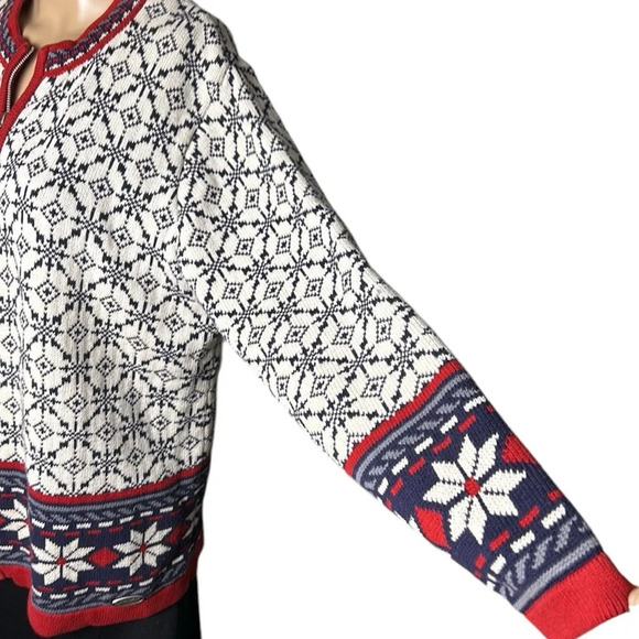 Northern Reflections nordic,chunky knit  sweater,cotton,front zip,thick,EC - Picture 2 of 14